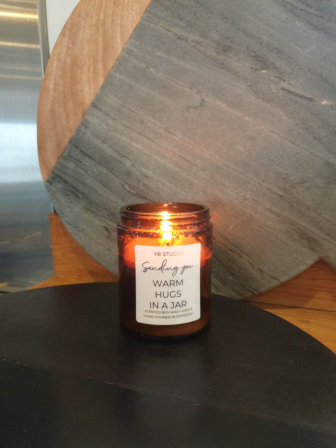 Customer photo review of "Send a Hug" Gift Candle - Amber Jar