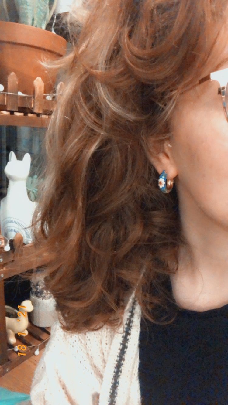 Customer photo review of Gold Hoop Flower Earrings