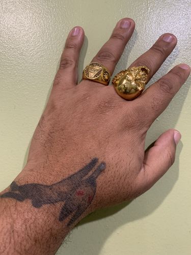 Customer photo review of SKULL RIDER GOLD RING