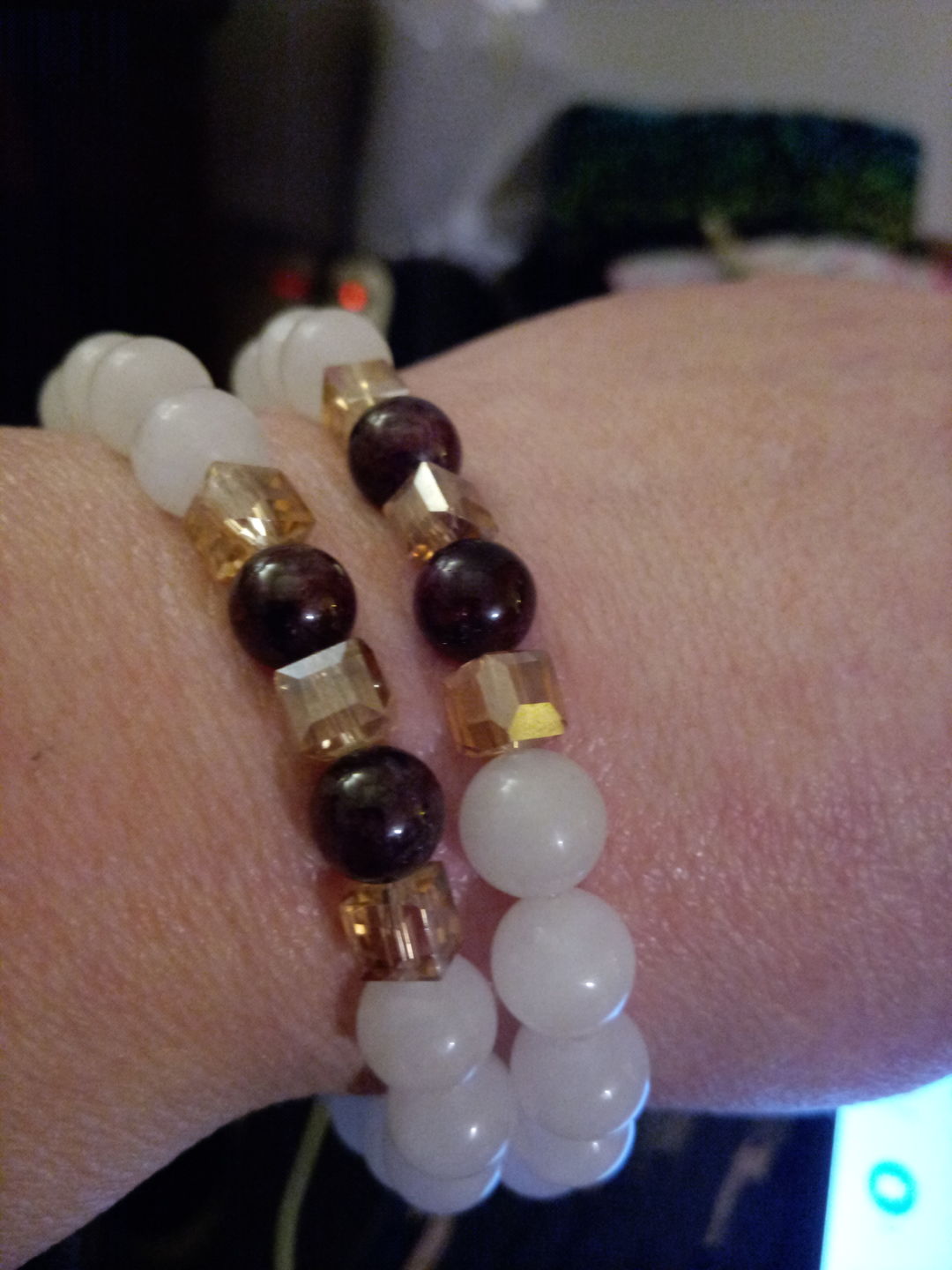 Customer photo review of Natural White Chalcedony Positivity Bracelet