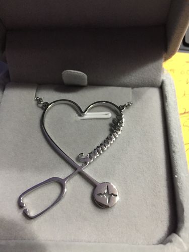 Customer photo review of Personalized Stethoscope Necklace