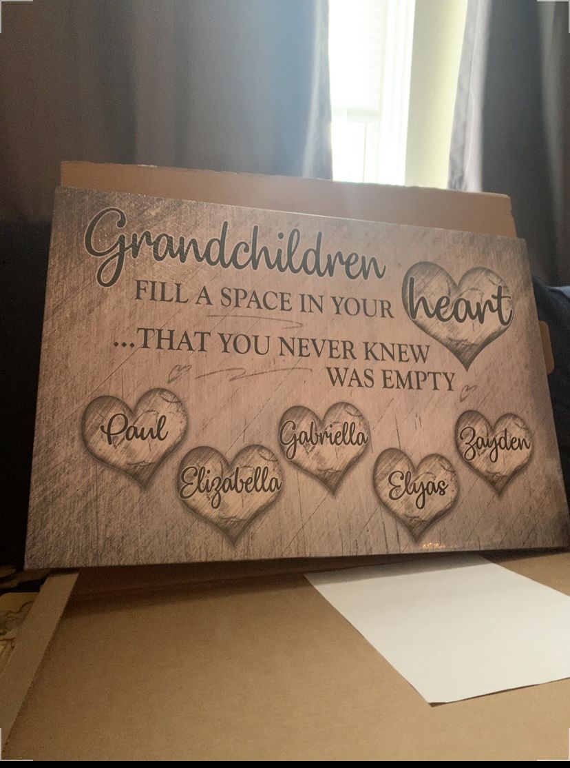 Customer photo review of Personalized "Grandchildren Fill A Space In Your Heart" Premium Canvas