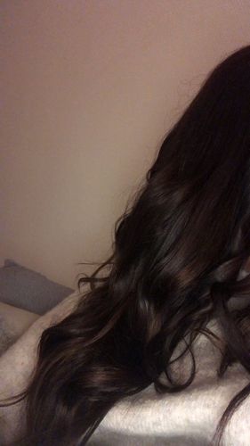 Customer photo review of Full Shine Clip in Extensions 100% Remy Human Hair 7 Pieces Jet Black (#1)