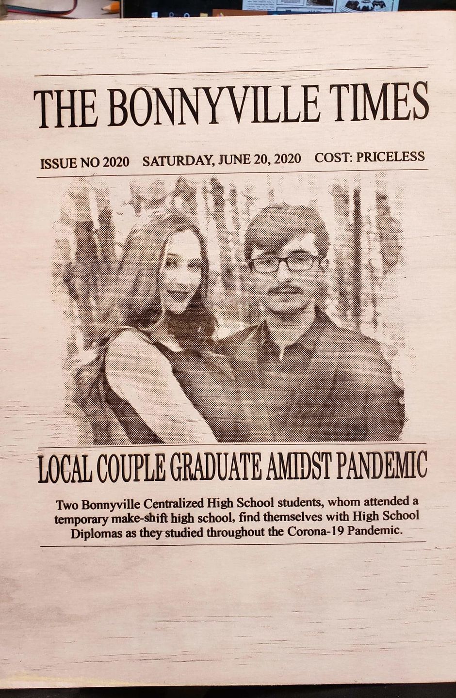 For my son's girlfriend for xmas. Thought I'd go with a newspaper