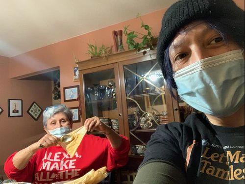 Customer photo review of Let's Make Tamales OG Familia Tee- Making Masa And Memories