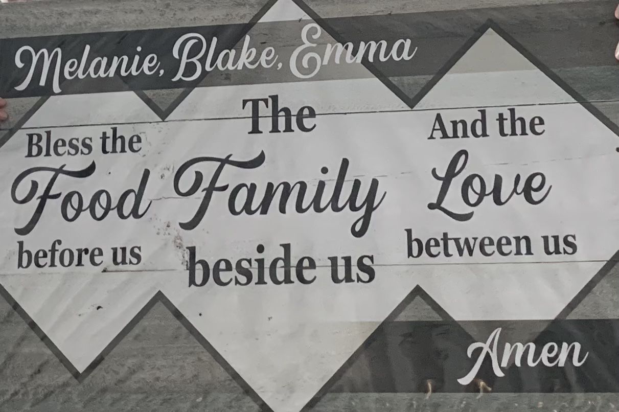 Customer photo review of Personalized "Bless The Food Family Love" Premium Canvas