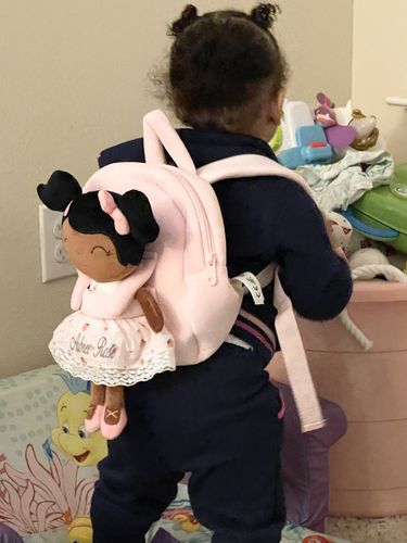 Customer photo review of Personalized Leyadoll Doll Backpack (Strawberry) - 2 Skin Tones