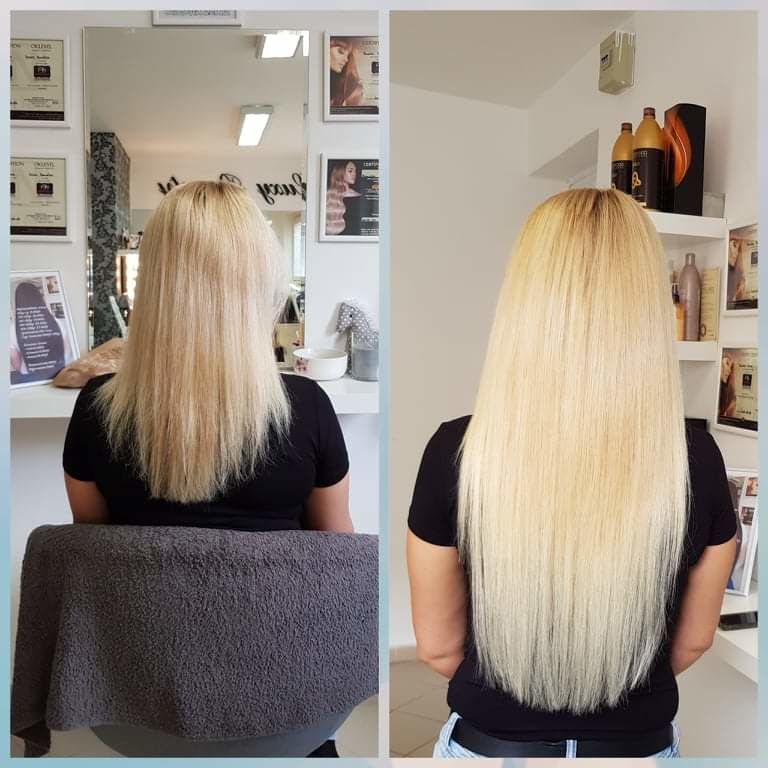Customer photo review of Full Shine U-Tip (Nail Tip) 100% Brazilian Keratin Human Remy Hair Extensions Solid Color (#60)
