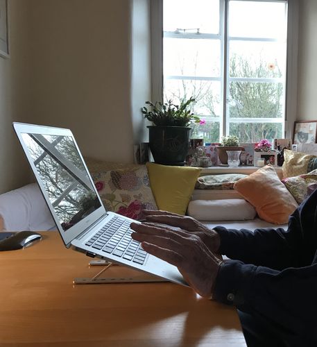 Customer photo review of Laptop Stand | Aluminium, Portable & Foldable