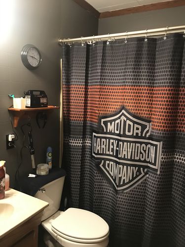Customer photo review of Harley Davidson Motor Company Logo Shower Curtain