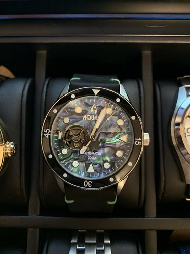 Customer photo review of Aquacy Hei Matau Cave Diver Open Heart Men's Automatic 200M Abalone Dive Watch CD.38.AB.B.L