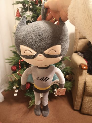 Customer photo review of Personalized Superhero Leyadoll with Gift Bag - 2 Skin Tones Boy Plush Doll Super Hero Batman