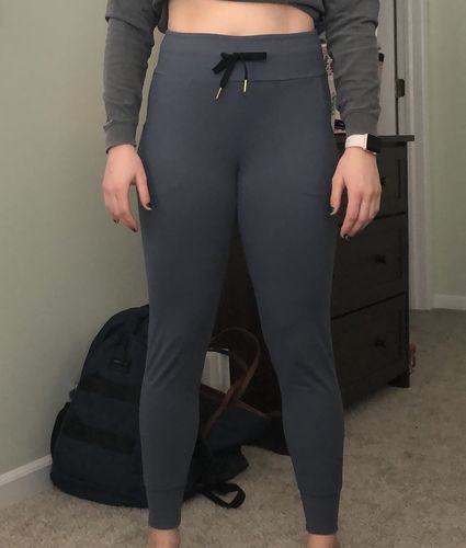 Customer photo review of Warmup Joggers - Dusty Blue | MT LUXE