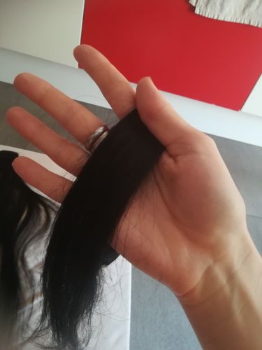 Customer photo review of Full Shine Clip in Extensions 100% Remy Human Hair 7 Pieces Off Black (#1B)