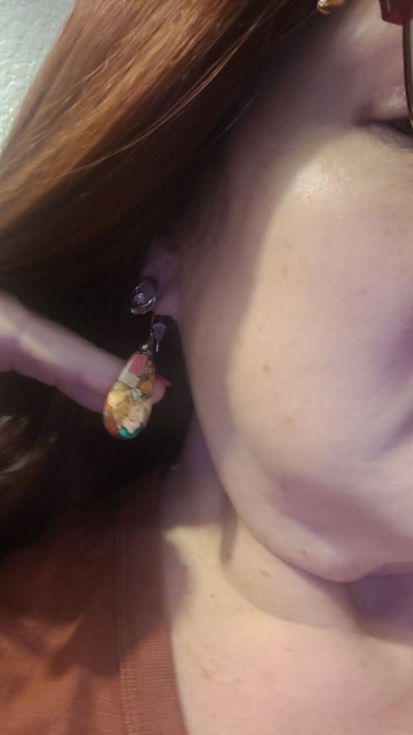 Customer photo review of Intense Jasper Teardrop Earrings