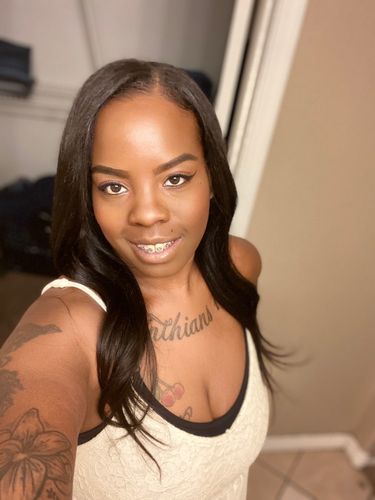 Customer photo review of Full Shine Clip in Extensions 100% Remy Human Hair 7 Pieces Off Black (#1B)