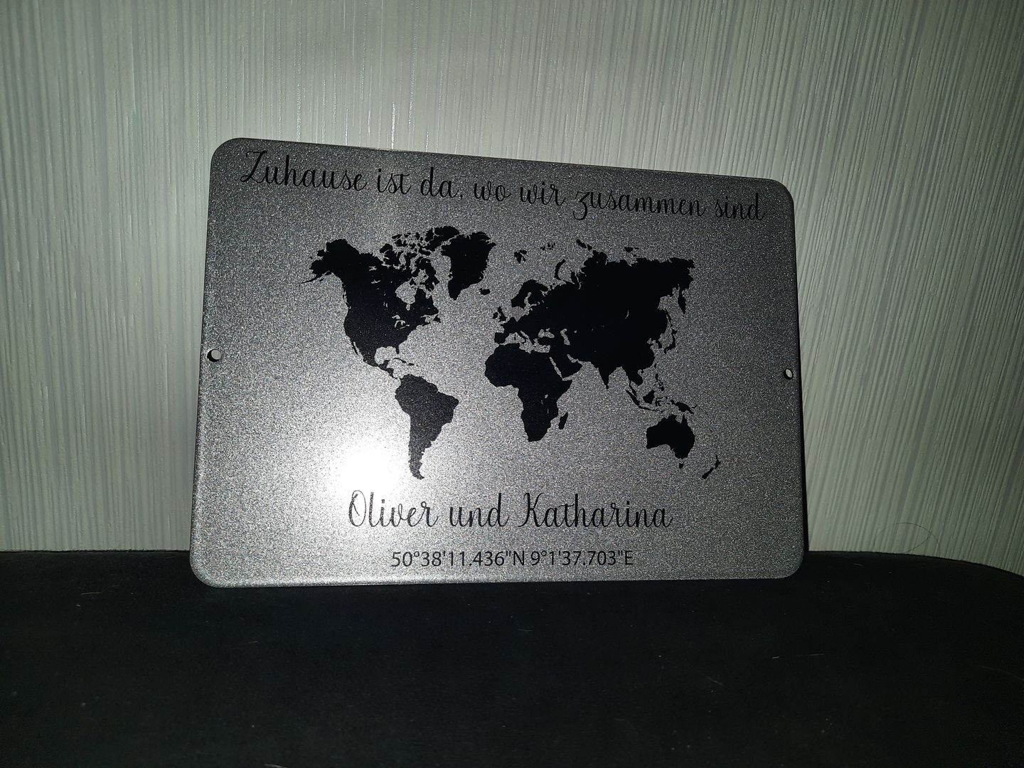 Customer photo review of Geschenk Weltkarte mit Koordinaten - personalisiert