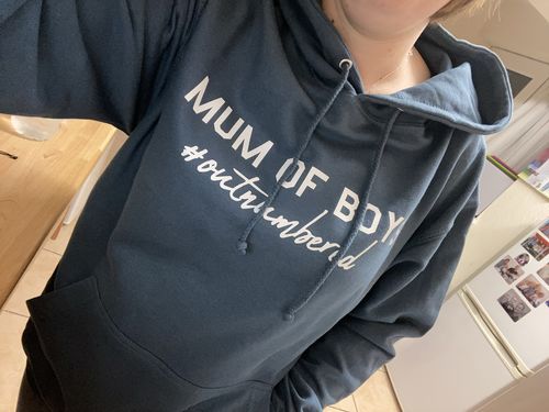 Customer photo review of Mum of Boys Hashtag Outnumbered Hoodie (MRK X)