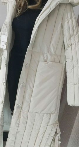 Customer photo review of Free Shipping-luxury Plus Size Winter Overcoat Beige Hooded Large Pockets Coat