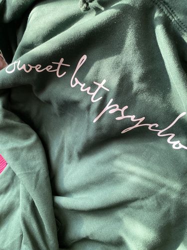 Customer photo review of Sweet But Psycho Full Zip Hoodie (MRK X)