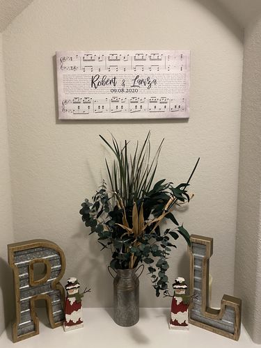 Customer photo review of Custom Name and Sheet Music Canvas - Ready to Hang