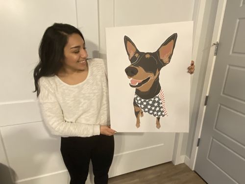 Customer photo review of Hand-Illustrated Custom Pet Canvas Art