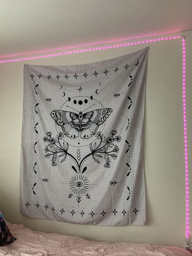 Customer photo review of Black White Magical Moth Butterfly Tapestry