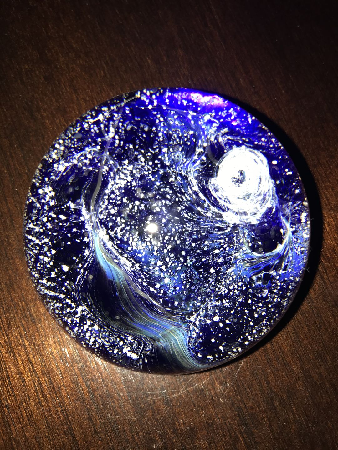 Customer photo review of Nightswirl Paperweight with Infused Cremation Ash