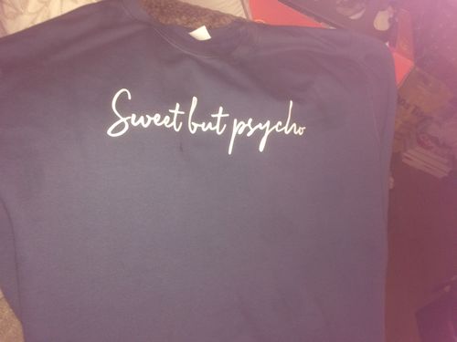 Customer photo review of Sweet But Psycho Sweater (MRK X)