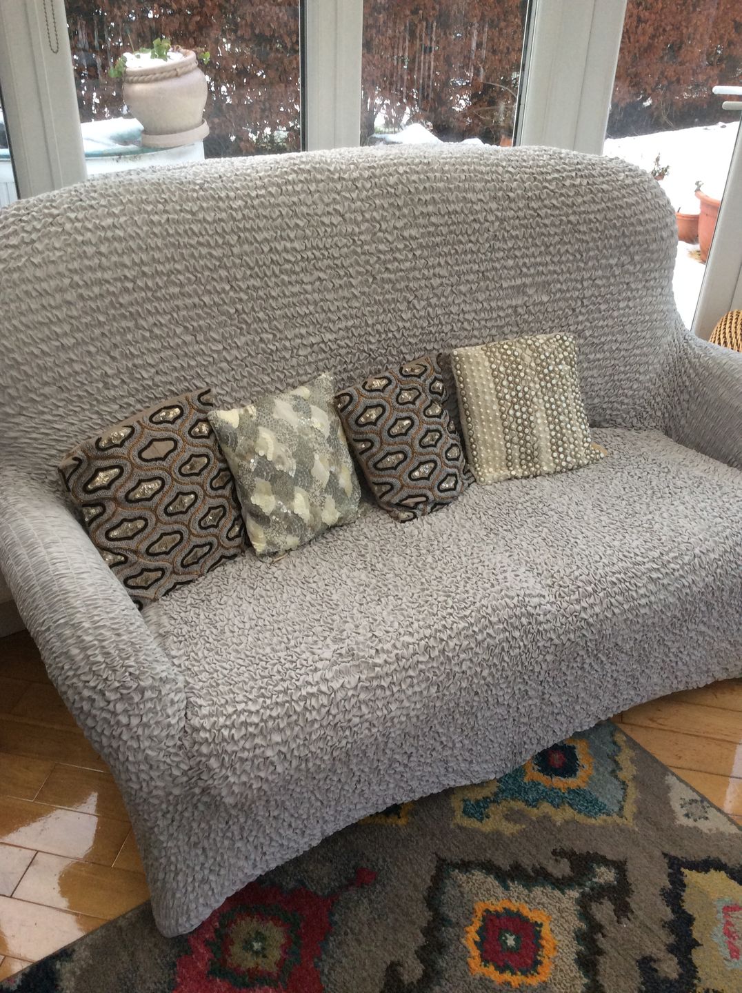 Customer photo review of 2 Seater Sofa Cover - Pearl  Microfibra