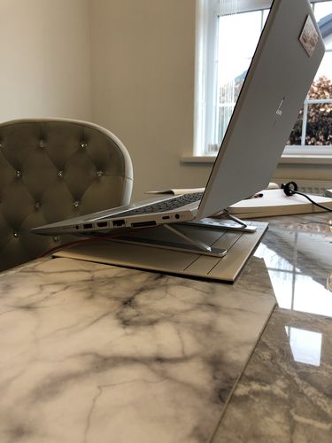 Customer photo review of Laptop Stand | Aluminium, Portable & Foldable