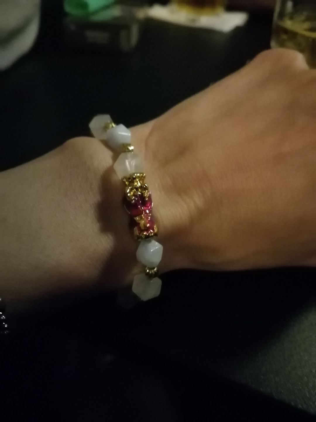 Customer photo review of Wealth Pixiu Charm in Natural Amethyst Bracelet