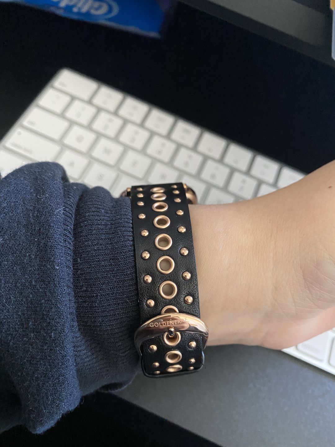 Customer photo review of Grommet Stud Band for the Apple Watch in Rose Gold, Gold, or Silver