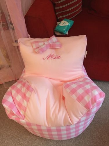 Customer photo review of Personalised Pink Gingham Bean Bag Chair