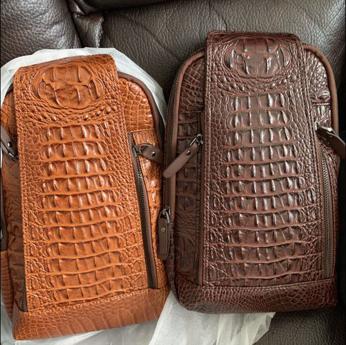 Customer photo review of Leather Crocodiles Pattern Chest Bag