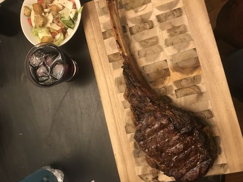 Customer photo review of Mini Bone Tomahawk Steak, Prime