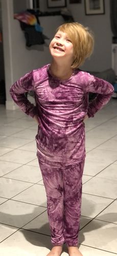 Customer photo review of Grape Crush Kids Bamboo PJs
