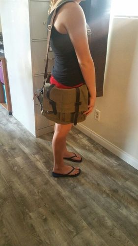 Customer photo review of Vintage Canvas Leather Military Messenger Bag