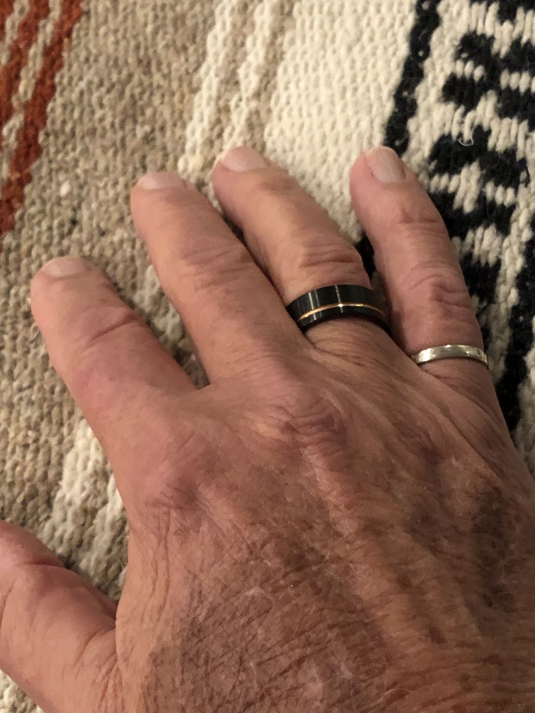 Customer photo review of Rosewood Burl and Black Tungsten with Rose Gold