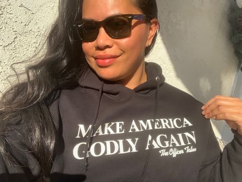 Customer photo review of Make America Godly Again Hoodie