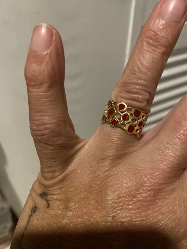 Customer photo review of ISADORA CIGAR RING - GOLD/RED