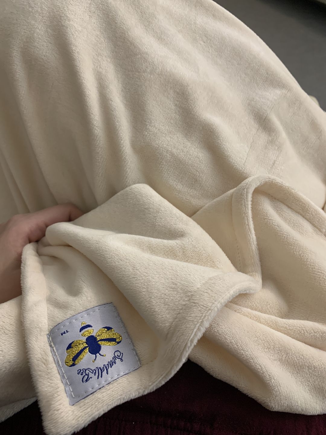 Customer photo review of Bigger Bee Minky Throw Blanket Solid Ivory ***IN STOCK***