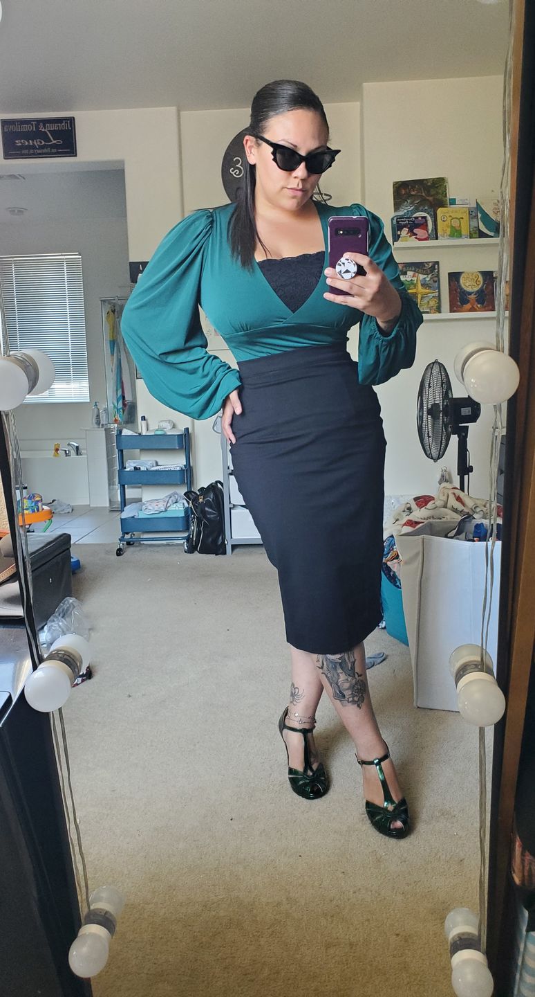 Customer photo review of Vamp Pencil Skirt in Black
