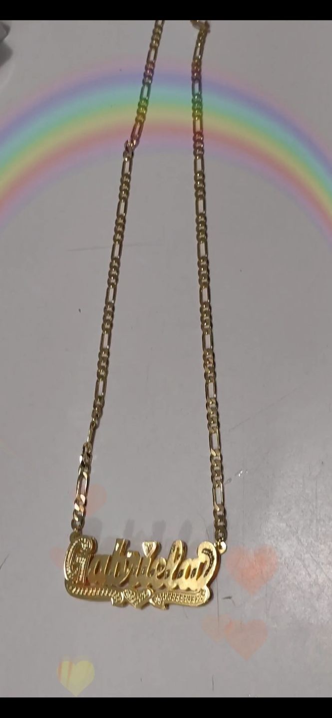 Customer photo review of Double plated luxe custom name necklace