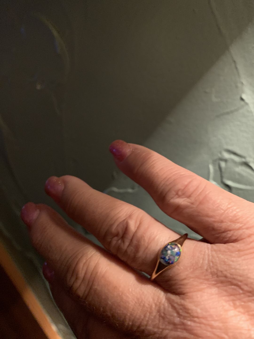Customer photo review of Golden Oval Ring with Cremation Ashes