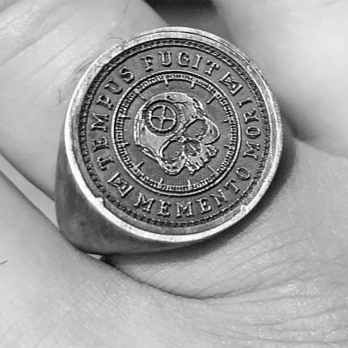 Customer photo review of Memento Mori Skull Signet Ring Sterling Silver Stoic Men's Jewelry