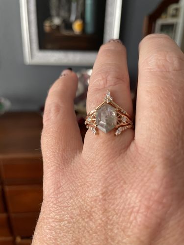 Customer photo review of Salt and Pepper Chrysler Hexagon Art Deco Ring