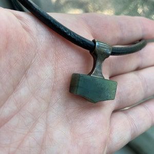 Customer photo review of Nephrite Jade Mjolnir Necklace (small)