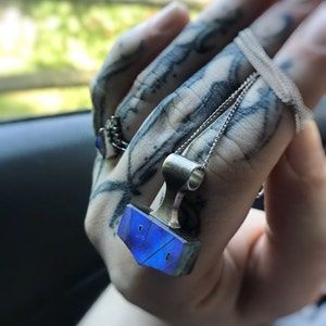 Customer photo review of Labradorite Mjolnir Necklace (small)