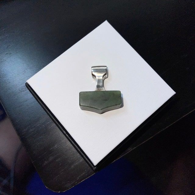 Customer photo review of Nephrite Jade Mjolnir Necklace (small)